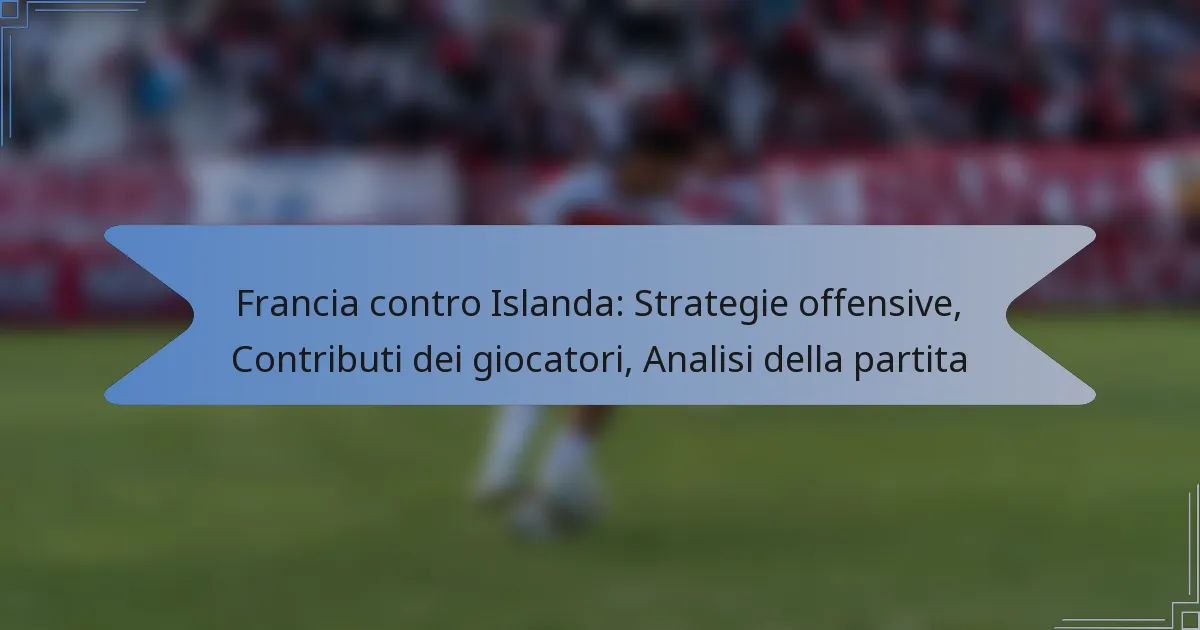 Francia contro Islanda: Strategie offensive, Contributi dei giocatori, Analisi della partita