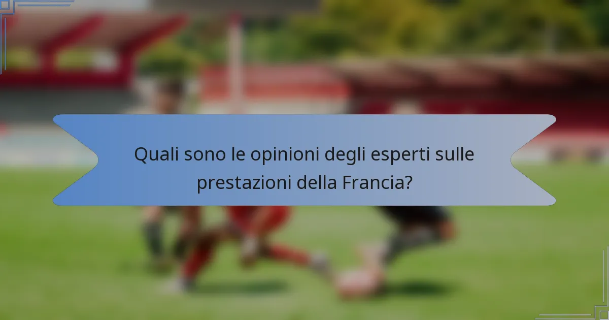 Quali sono le opinioni degli esperti sulle prestazioni della Francia?