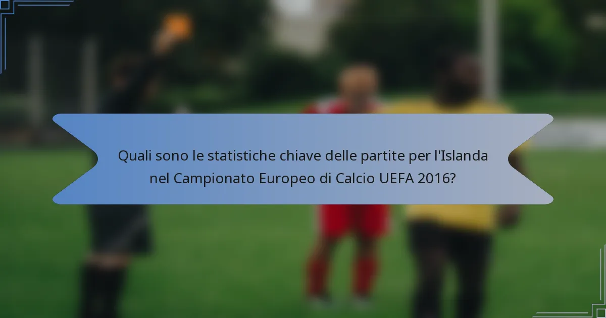 Quali sono le statistiche chiave delle partite per l'Islanda nel Campionato Europeo di Calcio UEFA 2016?